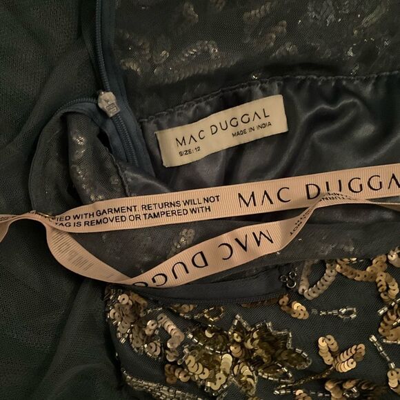 Mac Duggal 5717 Womens Blue Embellished Butterfly Sleeve High Neck Gown - Picture 14 of 14